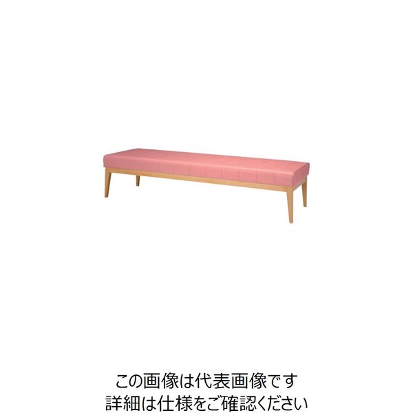 ミズノ 木脚ロビーチェア 3人用背無 ピンク MBC-1828WD58-PI 1台 127-7043（直送品）