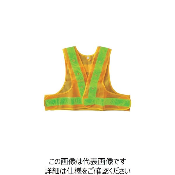 喜多 LED安全ベスト(ショート丈) イエロー×ライム フリー NO6080-YEL/LIM-FREE 1着 235-2404（直送品）