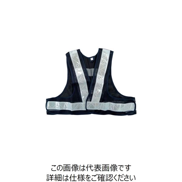 喜多 LED安全ベスト(ショート丈) No6080 ネイビー×シルバー フリー NO6080-NV/SIL-FREE 1着 235-5667（直送品）