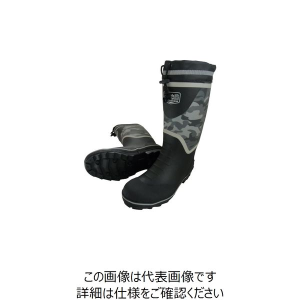 喜多 迷彩安全ゴム長靴(カバー付) KR7260 ブラック M(24.5~25.0) KR7260-BK-M 1足 235-5690（直送品）