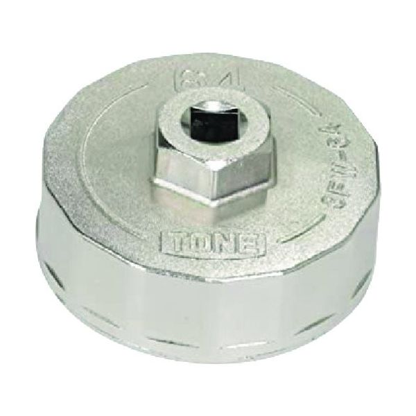 TONE オイルフィルターレンチ 14角 外径82mm 全高35mm 差込角9.5mm 対辺寸法74mm 3FW-74 1個（直送品）