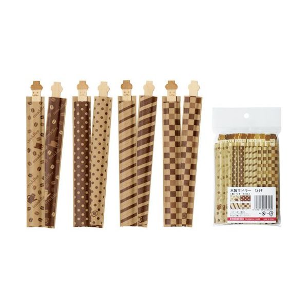 大黒工業 大黒 木製マドラー ひげ 袋入 48本アソート 377305 1袋(48本) 236-9652（直送品）