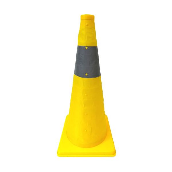 ミズケイ 伸縮式三角コーン 62cm(イエロー) 8201028 1個 208-5713（直送品）
