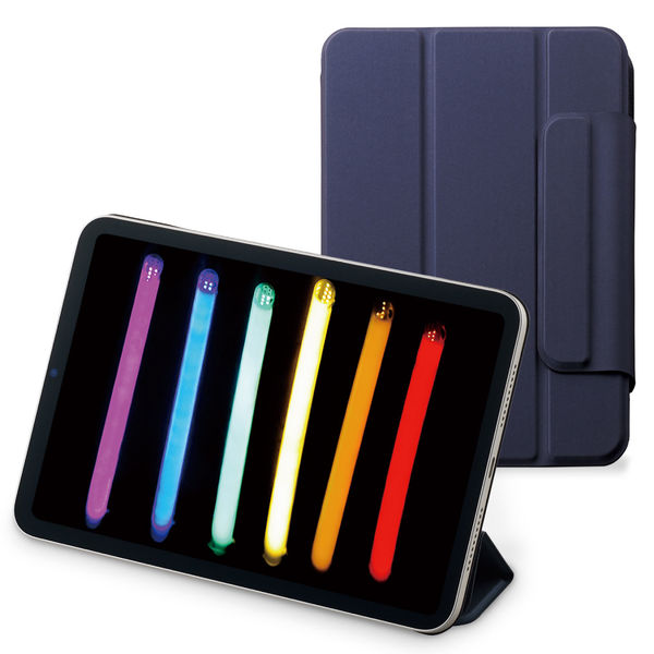 iPad mini6 ケース カバー 第6世代 2021年 レザー 手帳 ネイビー ...
