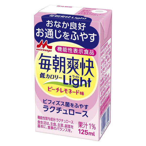 森永乳業 毎朝爽快Light ピーチレモネード味 125ml 1箱（24本入）　ラクチュロース　オリゴ糖　低カロリー