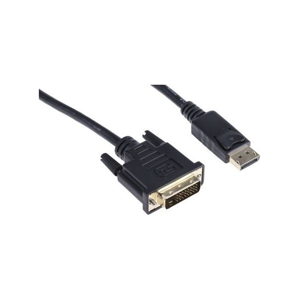 RS PRO DVケーブル / モニターケーブル 3m コネクタA:DisplayPort コネクタB:DVI-D （オス） 黒（直送品）