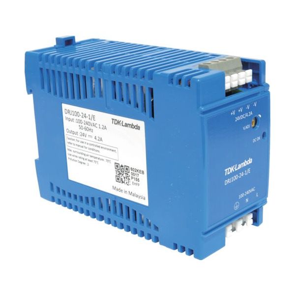 TDKラムダ DINレール取付専用ユニット型電源 DRJ 100Wヨーロッパ端子 DRJ100-24-1E 1台 788-8678（直送品）