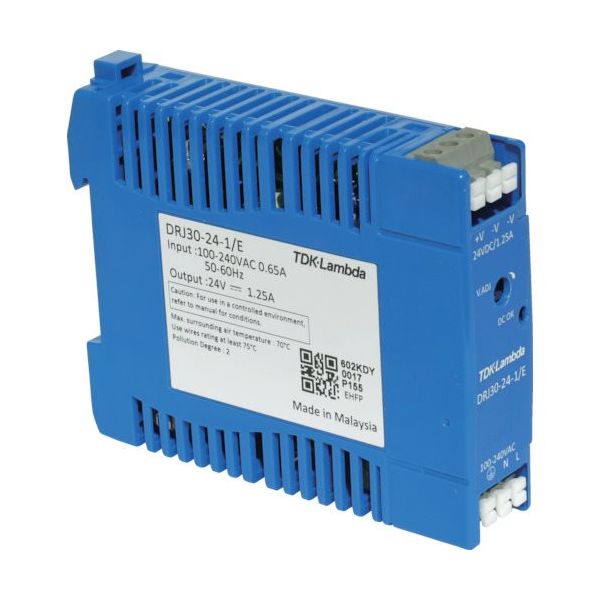 TDKラムダ DINレール取付専用ユニット型電源 DRJ 30W ヨーロッパ端子 DRJ30-24-1E 1台 788-8716（直送品）