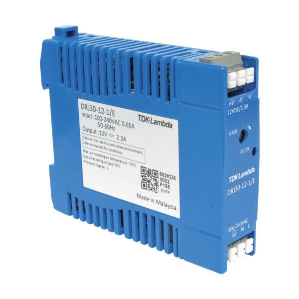 TDKラムダ DINレール取付専用ユニット型電源 DRJ 30W ヨーロッパ端子 DRJ30-12-1E 1台 788-8708（直送品）