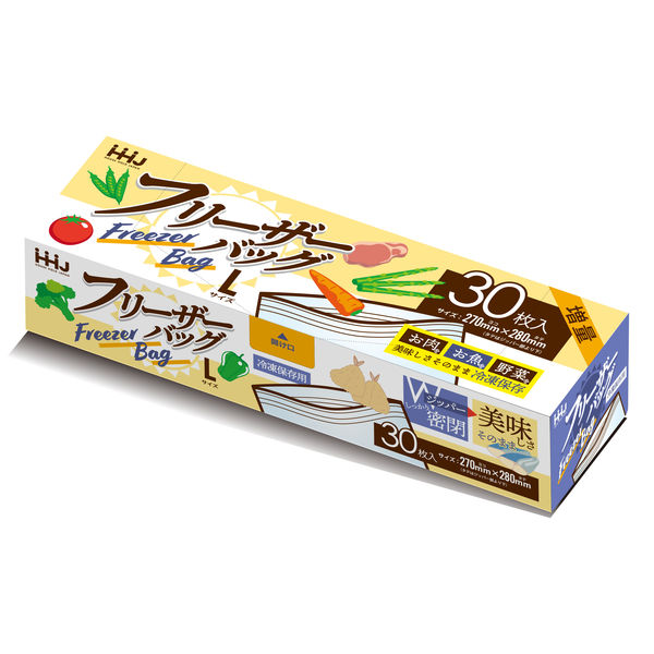 ハウスホールドジャパン フリーザーバッグ 冷凍保存用 Lサイズ 増量 30枚入 4580287372022 30枚×30点セット（直送品）