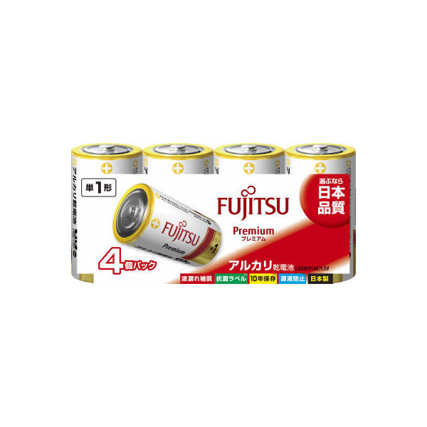 FDK FUJITSU アルカリ乾電池 プレミアム-単1・4個 LR20FP（4S） 4976680271800 1個×5点セット（直送品）