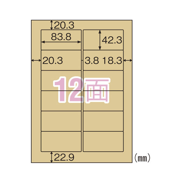 ヒサゴ クラフト紙ラベルライト　１２面 OPC861　1セット（60シート：20シート入×3パック）