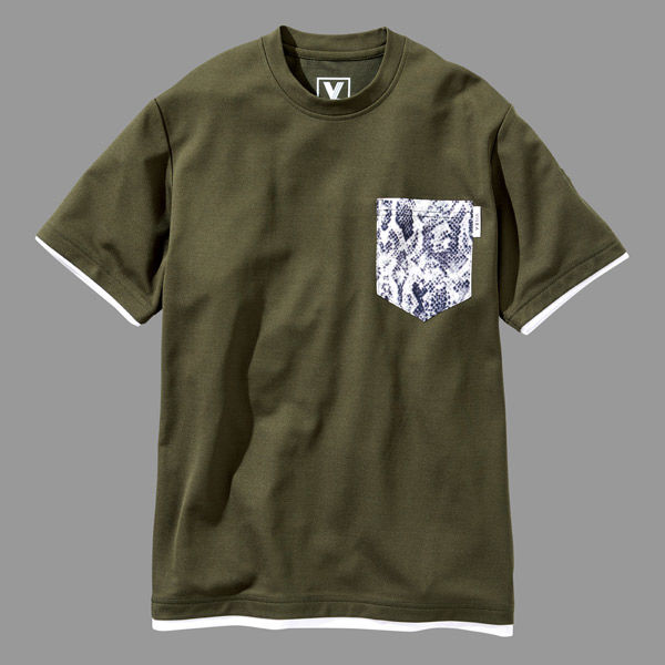 HOOH VILEA レイヤード風半袖Tシャツ(裏綿) 515 カーキ LL 村上被服 １