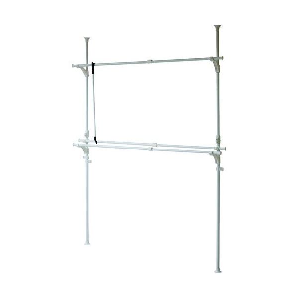 山善 布団も干せる 簡単突っ張り物干し ハンガーラック (高さ155ー255cm)_13410 WJM-3(WH) 1台 168-4936（直送品）