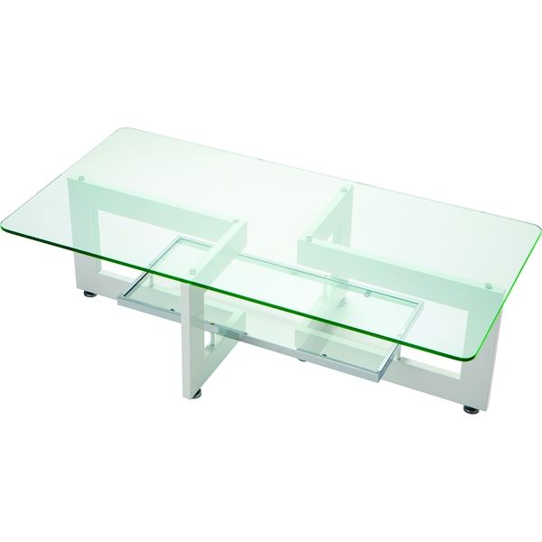 【組立設置込】アルテジャパン ガラス ティーテーブル 幅1219×奥行600×高さ380mm ホワイト YG-63 1台（直送品）