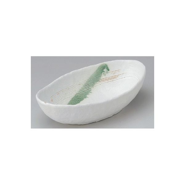 アースモス 美濃焼 楕円鉢 白クシメ楕円大鉢 （2個入）（直送品）