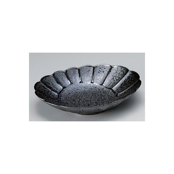 アースモス 美濃焼 楕円鉢 黒結晶花型楕円鉢 （2個入）（直送品）