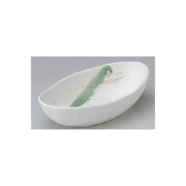 アースモス 美濃焼 楕円鉢 白クシメ楕円小鉢 （4個入）（直送品）