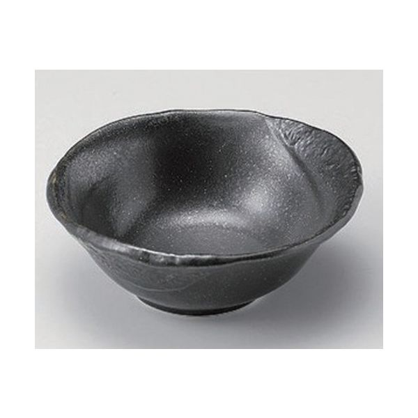 アースモス 美濃焼 小鉢 彫刻黒釉丸小鉢 （6個入）（直送品）