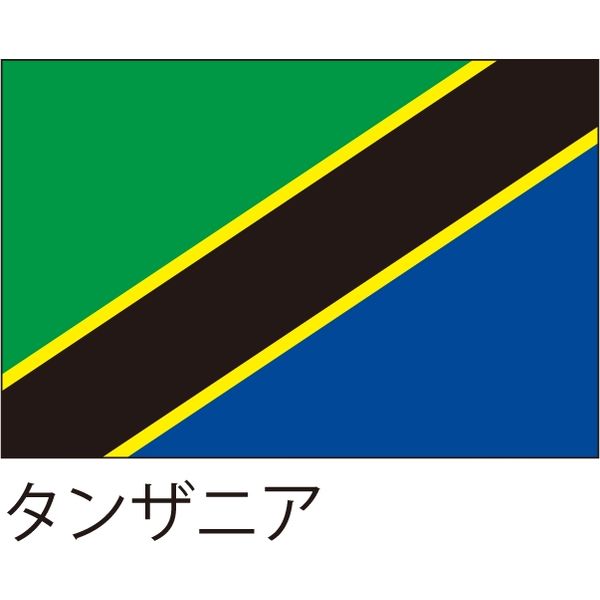 【世界の国旗】服部 応援・装飾用旗 タンザニア 105×70cm ポンジ 1枚（直送品）