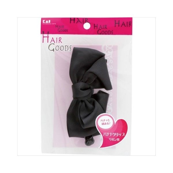貝印 HAIRGOODS(ヘアグッズ) バナナクリップリボン 黒 4901601288674 1セット(6個)（直送品）