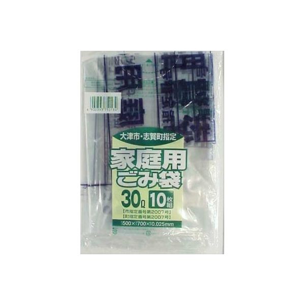日本サニパック G-3J大津市指定袋30L 透明 4902393750134 1セット（600枚：10枚×60）（直送品）