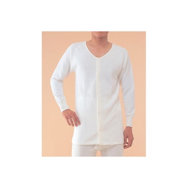 神戸生絲 紳士キルト前開き長袖（丸型マジック）M　オフホワイ BM1 【介護用衣類】ウェルファンカタログ ウェルファンコード：921154（直送品）