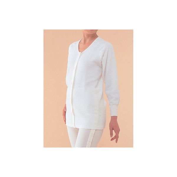 神戸生絲 婦人キルト前開き長袖（丸型マジック）LL　オフホワ BM2 【介護用衣類】ウェルファンカタログ ウェルファンコード：921155（直送品）