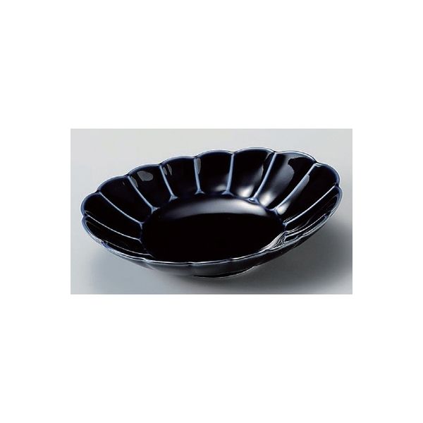 アースモス 美濃焼 楕円皿（中） ルリ釉菊彫楕円皿 (2個入)（直送品）