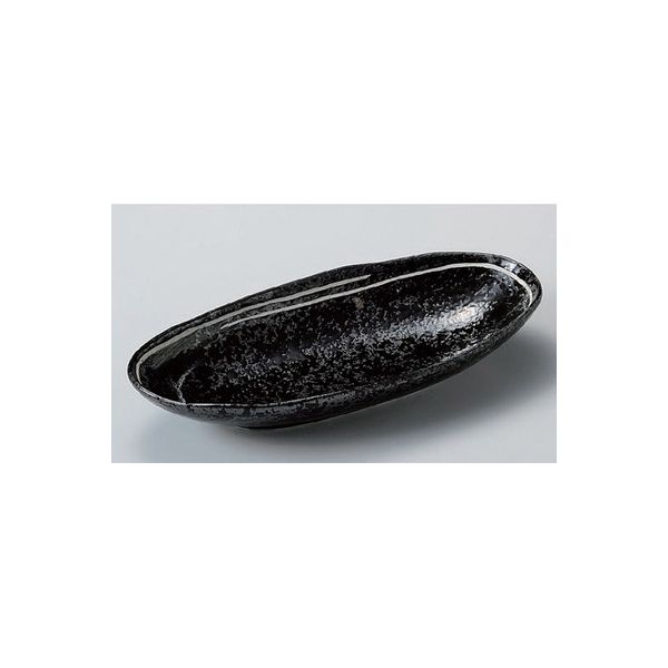 アースモス 美濃焼 楕円皿（中） 黒罫書き9.0長盛鉢 (3個入)（直送品）
