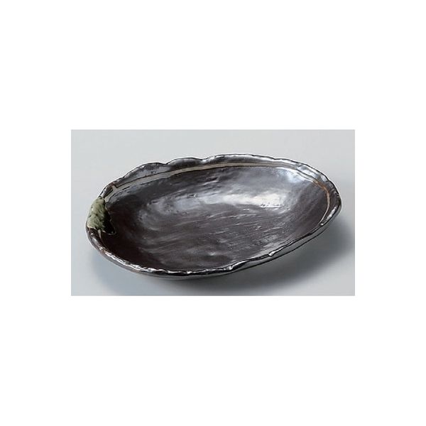 アースモス 美濃焼 楕円皿（中） 鉄釉一珍ライン7.0変形皿 (5個入)（直送品）