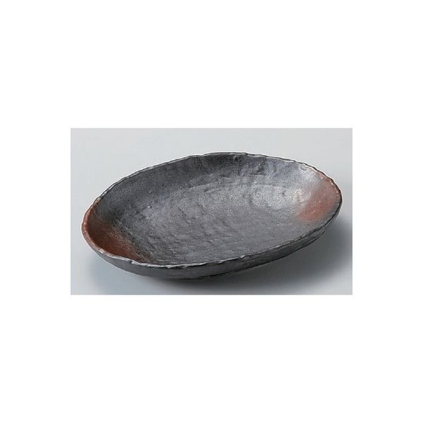 アースモス 美濃焼 楕円皿（中） 備前風石目7.0小判皿 (3個入)（直送品）