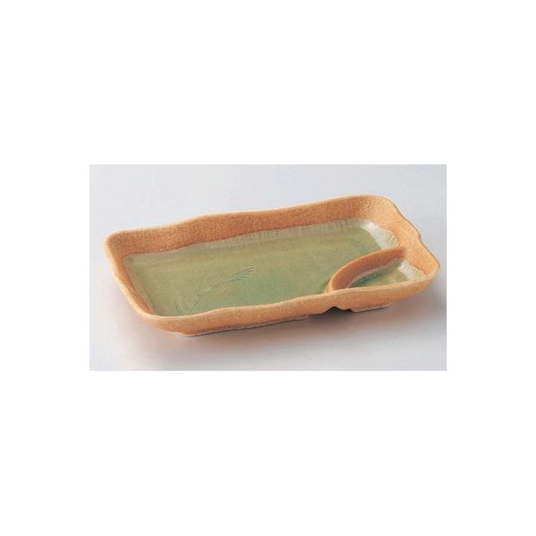 アースモス 美濃焼 仕切皿 緑彩芦7.0仕切皿 (4個入)（直送品）