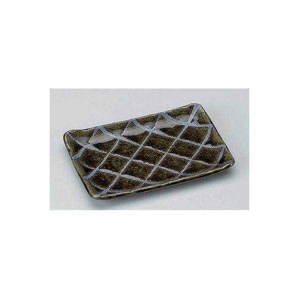 アースモス 美濃焼 焼物皿 灰釉カゴメ6.0長角皿 (6個入)（直送品）