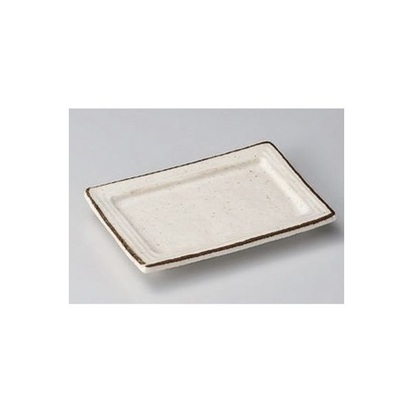 アースモス 美濃焼 串焼皿 粉引釉リム型取り皿 (5個入)（直送品）