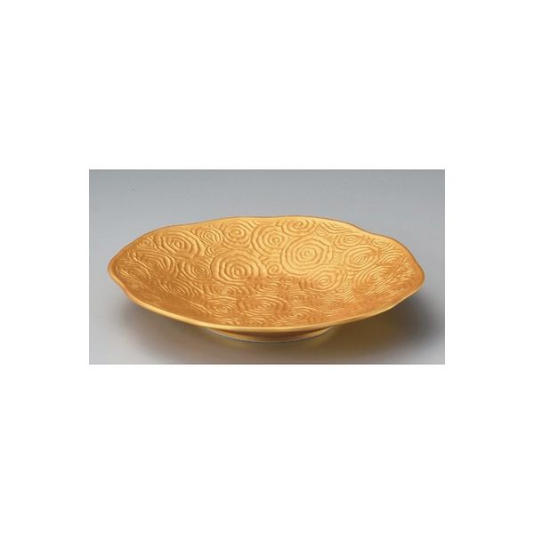 アースモス 美濃焼 丸皿（大） ゴールド渦彫9.0皿 (1個入)（直送品）