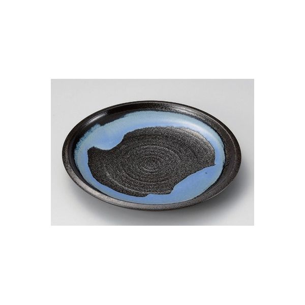 アースモス 美濃焼 丸皿（中） 青均窯くくり手8.0皿 (4個入)（直送品）