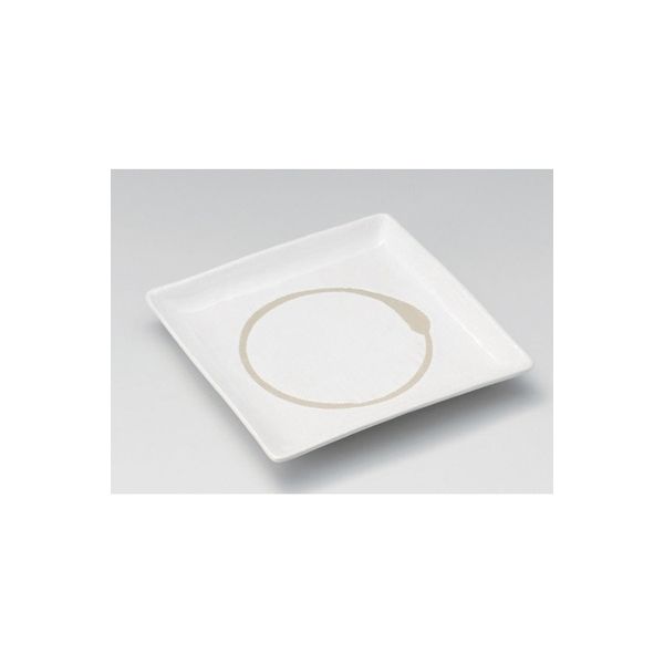 アースモス 美濃焼 角皿（中） 白釉丸抜10.0正角皿 (2個入)（直送品）