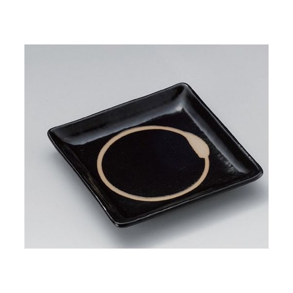 アースモス 美濃焼 角皿（小） 黒釉丸抜6.0正角皿 (3個入)（直送品）