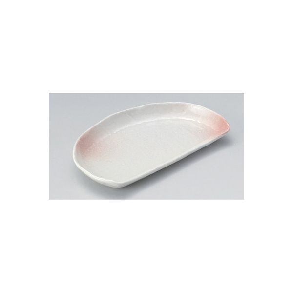 アースモス 美濃焼 変形皿（小） ピンク石目半月皿 (6個入)（直送品）