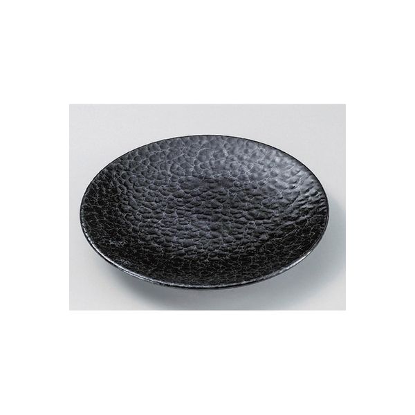 アースモス 美濃焼 丸皿 黒銀彩7.0皿 (2個入)（直送品）