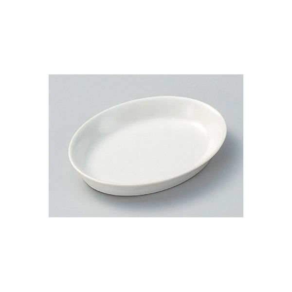 アースモス 美濃焼 フルーツ皿（丸） ホワイト6吋楕円皿 (5個入)（直送品）