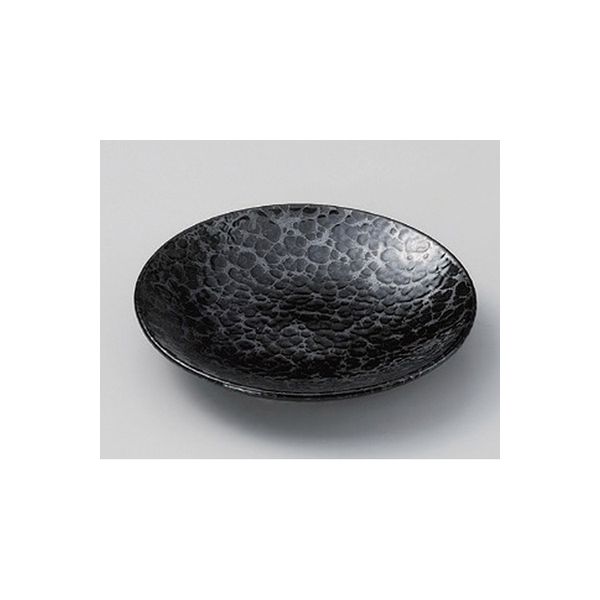 アースモス 美濃焼 フルーツ皿（丸） 黒銀彩5.5皿 (4個入)（直送