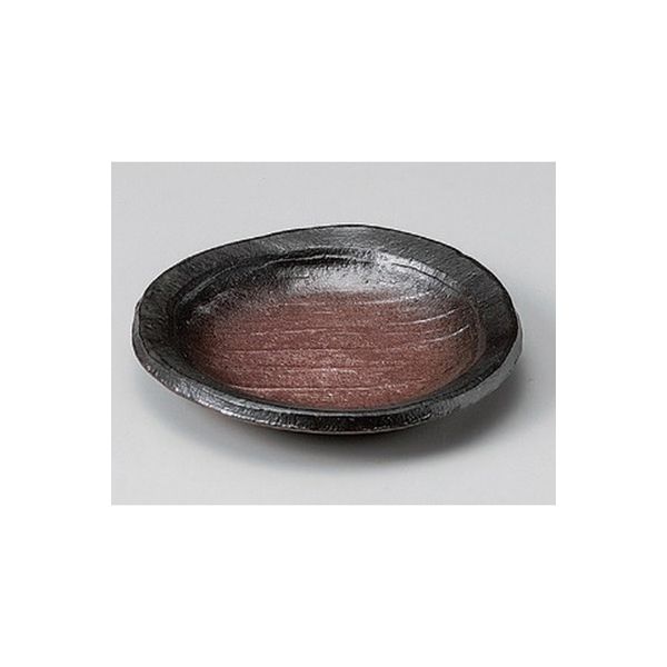 アースモス 美濃焼 フルーツ皿（丸） 黒吹ケズリ皿 (2個入)（直送品）