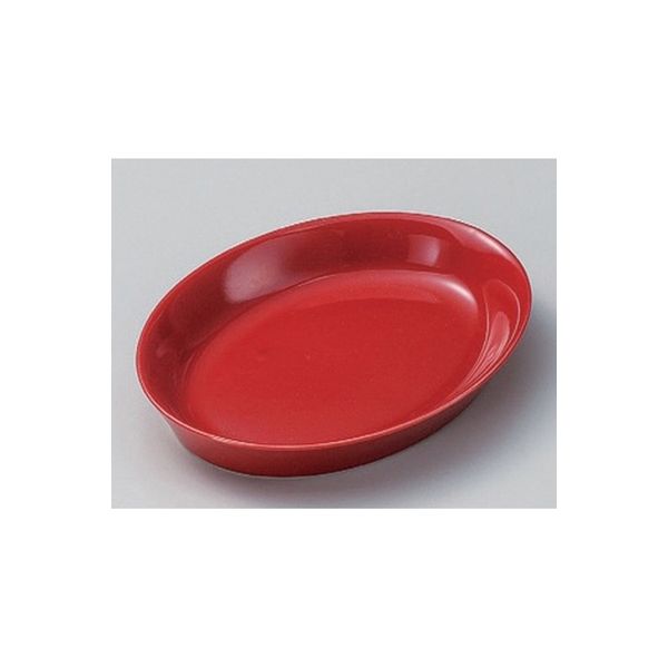 アースモス 美濃焼 フルーツ皿（丸） レッド6吋楕円皿 (5個入)（直送品）