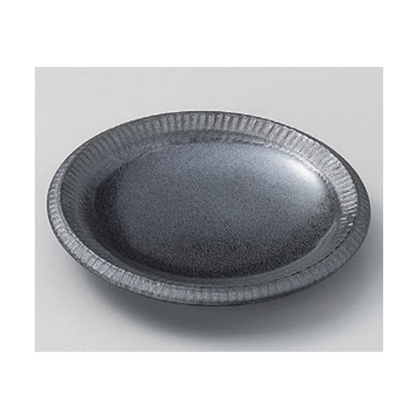 アースモス 美濃焼 フルーツ皿（丸） 銀彩鉄結晶4.0皿 (11個入)（直送品）