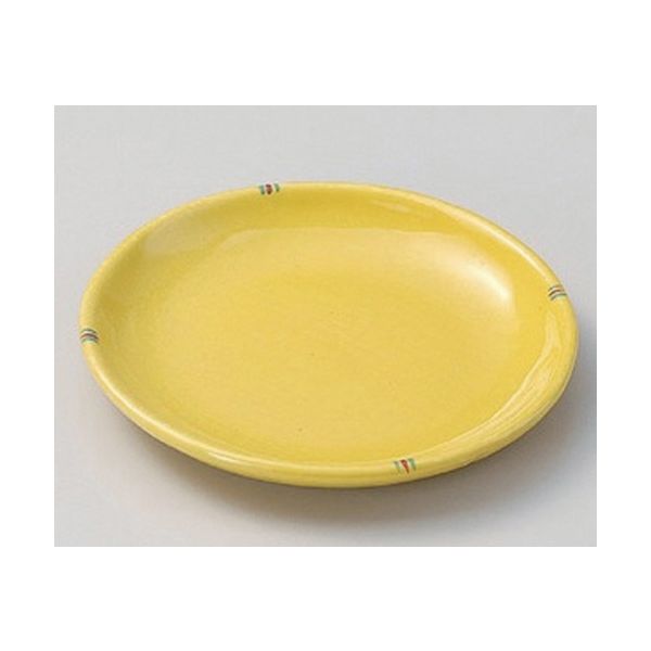 アースモス 美濃焼 フルーツ皿（丸） 黄釉二彩4.5丸皿 (6個入)（直送品）
