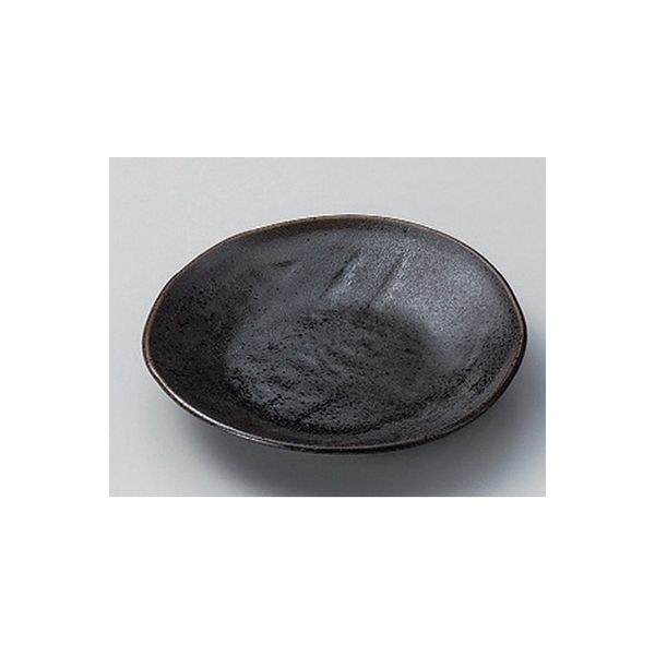 アースモス 美濃焼 フルーツ皿（丸） 黒そぎ楕円4.0皿 (11個入)（直送品）