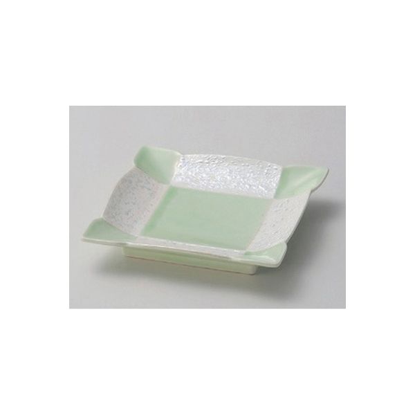アースモス 美濃焼 フルーツ皿（角） ヒワ釉真珠5.5正角皿 (2個入)（直送品）