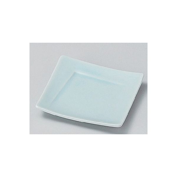 アースモス 美濃焼 フルーツ皿（角） 青白磁四寸角皿 (5個入)（直送品）
